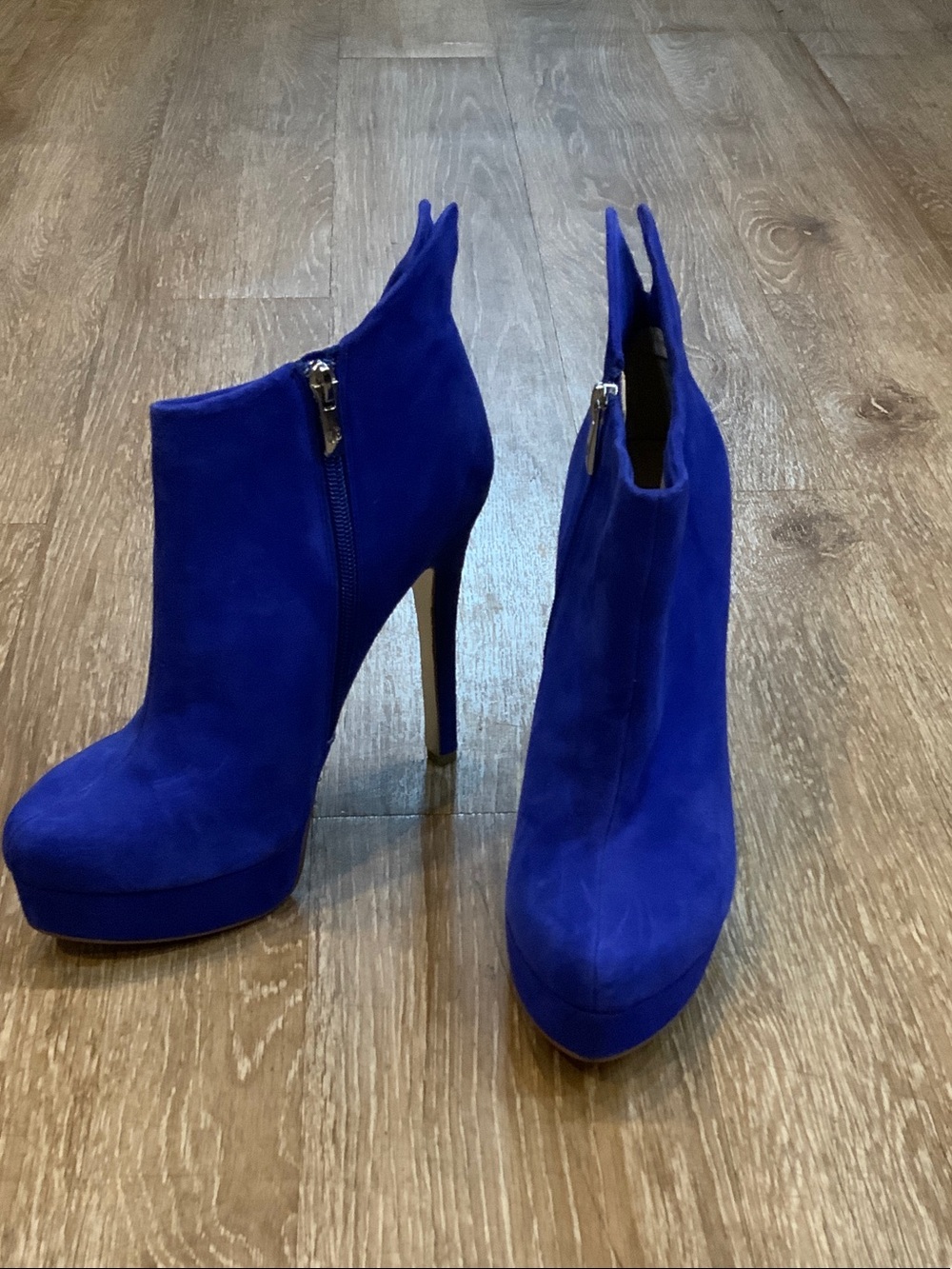 Women's Royal Blue Suede High-Heel Ankle Booties